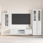 vidaXL Set comoda TV cu sertar FLORIN 3 pcs Alb lucios Lemn compozit GartenMobel Dekor (3397968)