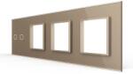 LIVOLO Panou Intrerupator Dublu + 3 Prize LIVOLO din Sticla, Standard German SmartElectro IntelligentHouse (VL-P702/E/E/E-8A)