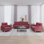 vidaXL Set canapea cu perne, 3 piese, rosu vin, material textil GartenMobel Dekor (3201542) Canapea