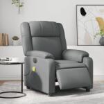 vidaXL Fotoliu de masaj electric rabatabil, gri, piele ecologica GartenMobel Dekor (3205146)