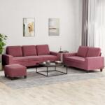 vidaXL Set de canapea, 3 piese, rosu vin, material textil GartenMobel Dekor (3201912) Canapea