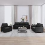 vidaXL Set de canapele cu perne, 3 piese, negru, catifea GartenMobel Dekor (3201481) Canapea