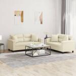 vidaXL Set de canapele cu perne, 2 piese, crem, piele ecologica GartenMobel Dekor (3202373) Canapea