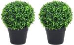 vidaXL Plante artificiale cimisir cu ghiveci, 2 buc. verde 27 cm minge GartenMobel Dekor (336520)