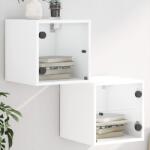 vidaXL Noptiere cu usi din sticla, 2 buc. , alb, 35x37x35 cm GartenMobel Dekor (836463)