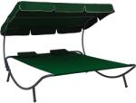 vidaXL Pat sezlong de exterior cu baldachin si perne, verde GartenMobel Dekor (313522)