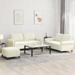 vidaXL Set de canapele cu perne, 3 piese, crem, catifea GartenMobel Dekor (3202228) Canapea