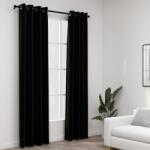 vidaXL Perdele opace, aspect panza, ocheti, 2 buc. , negru, 140x245 cm GartenMobel Dekor (321154)