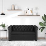 vidaXL Canapea Chesterfield cu 2 locuri, piele artificiala, negru GartenMobel Dekor (242369) Canapea