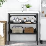 vidaXL Cadru chiuveta de baie, negru, 79x38x83 cm, fier GartenMobel Dekor (338489)