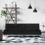 vidaXL Canapea extensibila cu suporturi pahare, negru, piele ecologica GartenMobel Dekor (351926) Canapea