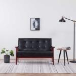 vidaXL Canapea cu 2 locuri, negru, piele ecologica GartenMobel Dekor (248642) Canapea