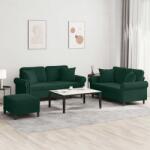vidaXL Set canapea cu perne, 3 piese, verde închis, catifea GartenMobel Dekor (3202242) Canapea