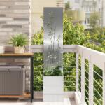 vidaXL Ghiveci de Gradina cu Panou Decorativ Argintiu 32 x 140 cm GartenMobel Dekor (876382)