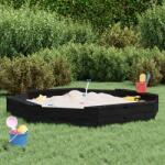 vidaXL Cutie de nisip cu scaune octogonale, negru, lemn masiv de pin GartenMobel Dekor (825020)
