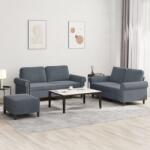 vidaXL Set de canapele cu perne, 3 piese, gri închis, catifea GartenMobel Dekor (3202221) Canapea