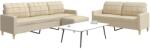 vidaXL Set de canapele cu taburet, 3 piese, crem, textil GartenMobel Dekor (3278329) Canapea