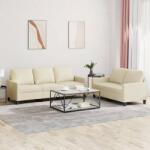 vidaXL Set de canapele cu perne, 2 piese, crem, piele ecologica GartenMobel Dekor (3201419) Canapea