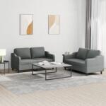 vidaXL Set de canapele cu perne, 2 piese, gri închis, textil GartenMobel Dekor (3201803) Canapea