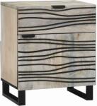 vidaXL Noptiera din lemn masiv cu sertar, alb-negru, 50 x 33 x 60 cm (4017980)