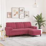 vidaXL Canapea cu 3 locuri si taburet, rosu vin, 180 cm, catifea GartenMobel Dekor (3278271) Canapea