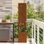 vidaXL Ghiveci de Gradina cu Panou Decorativ Ruginit 32 x 140 cm GartenMobel Dekor (876384)