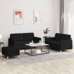 vidaXL Set de canapele cu perne, 3 piese, negru, textil GartenMobel Dekor (3202098) Canapea