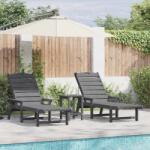 vidaXL Sezlong 3 pcs Gri deschis Polietilena GartenMobel Dekor (3335857)