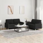 vidaXL Set de canapele cu perne, 2 piese, negru, textil GartenMobel Dekor (3201278) Canapea