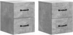 vidaXL Set 2 noptiere suspendate gri beton, 34, 5 x 33 x 40 cm, 4 sertare (898642)