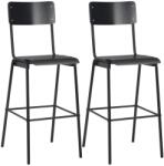 vidaXL Scaune de bar, 2 buc. , negru, placaj solid, otel GartenMobel Dekor (280081)