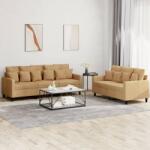 vidaXL Set de canapele cu perne, 2 piese, maro, catifea GartenMobel Dekor (3201727) Canapea