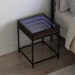 vidaXL Noptiera cu LED infinity, stejar maro, 40x40x51 cm GartenMobel Dekor (3284095)