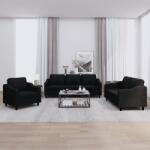 vidaXL Set de canapele cu perne, 3 piese, negru, textil GartenMobel Dekor (3201774) Canapea