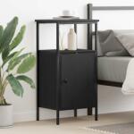 vidaXL Noptiera stejar negru 41x31x80 cm cu raft si dulap, lemn compozit (862917)