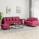 vidaXL Set canapea cu perne, 3 piese, rosu vin, catifea GartenMobel Dekor (3201734) Canapea