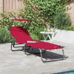 vidaXL Sezlong pliabil cu copertina rosu din tesatura Oxford 600D GartenMobel Dekor (42003130)