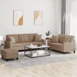 vidaXL Set de canapele cu perne, 3 piese, cappuccino, piele ecologica GartenMobel Dekor (3201397) Canapea