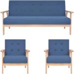 vidaXL Set de canapele, 3 piese, albastru, material textil GartenMobel Dekor (279146) Canapea