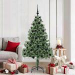 vidaXL Brad de Craciun cu 300 LED cu suport Verde 180 cm PVC GartenMobel Dekor (3396381)