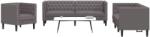 vidaXL Set canapele Chesterfield cu 3 locuri, gri, piele eco. GartenMobel Dekor (3209270) Canapea