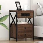 vidaXL Cabinet de noptiere cu statie de încarcare Stejar închis GartenMobel Dekor (859468)