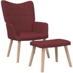 vidaXL Scaun de relaxare cu taburet, rosu vin, textil GartenMobel Dekor (327938)