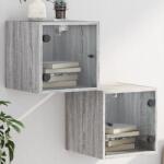 vidaXL Noptiere cu usi din sticla, 2 buc. , gri sonoma, 35x37x35 cm GartenMobel Dekor (836473)