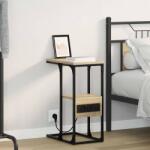 vidaXL Noptiera stejar sonoma cu priza, raft si sertar, 41, 5 x 26 x 60, 5 cm (859606)