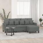 vidaXL Canapea cu 3 locuri si taburet, gri închis, 180 cm, textil GartenMobel Dekor (3201090) Canapea