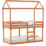 vidaXL Pat supraetajat cu acoperis maro ceruit 80x200cm lemn masiv pin GartenMobel Dekor (3282123)