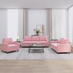 vidaXL Set de canapele cu perne, 3 piese, roz, catifea GartenMobel Dekor (3201479) Canapea