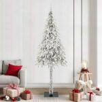 vidaXL Brad de Craciun cu 300 LED cu suport Alb 210 cm PE si Otel GartenMobel Dekor (3396245)