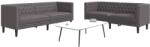 vidaXL Set canapele Chesterfield cu 2 locuri, gri, piele eco. GartenMobel Dekor (3209277) Canapea
